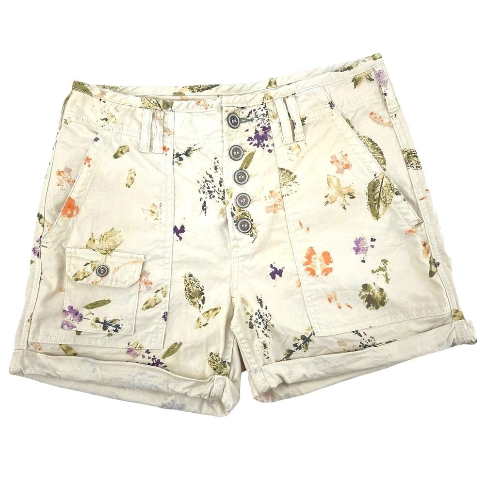 Pilcro Floral Cream Shorts